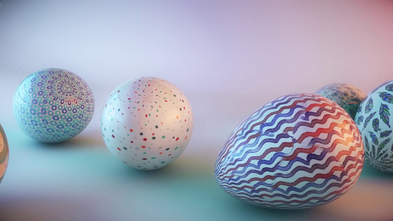 复活节假期。桌上多色的彩蛋。祝贺你在复活节。视频素材