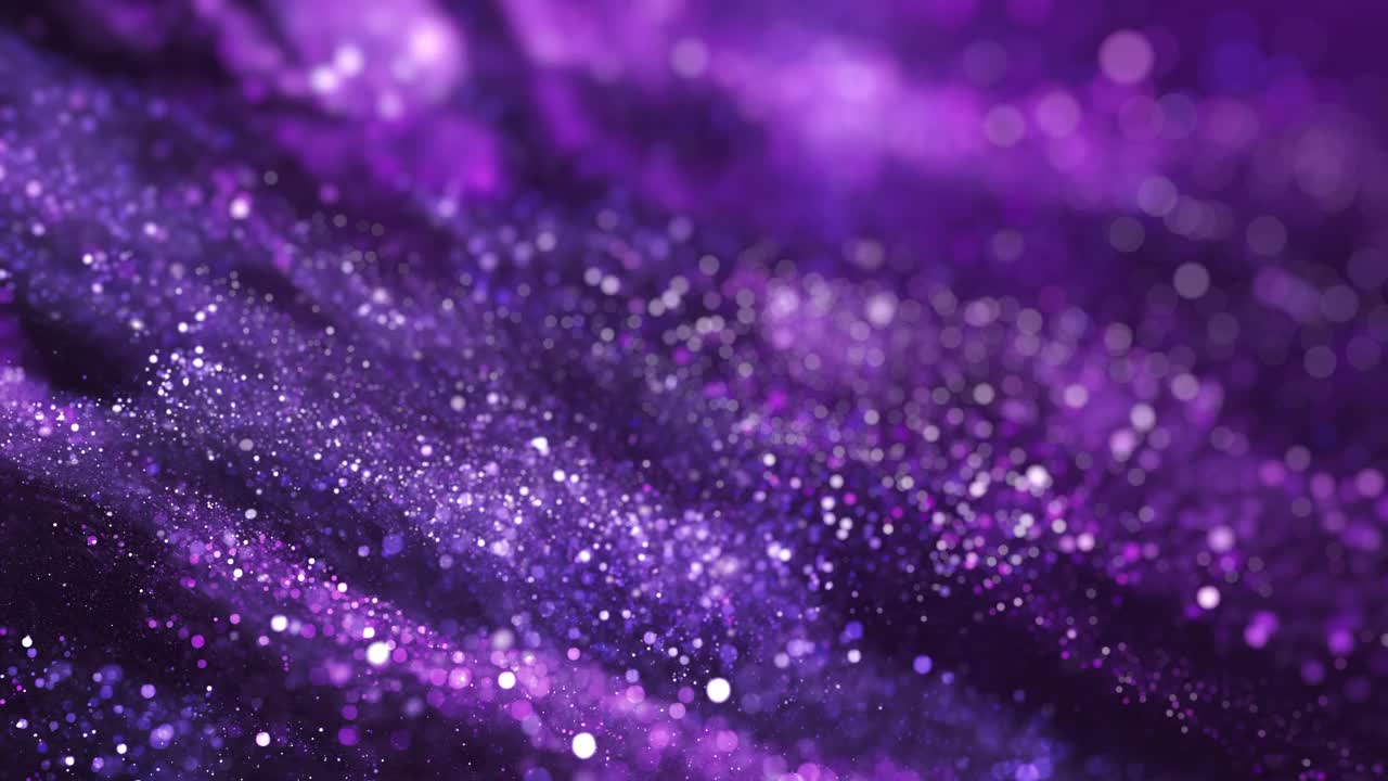 粒子流-无缝循环抽象背景-紫色，散景视频素材