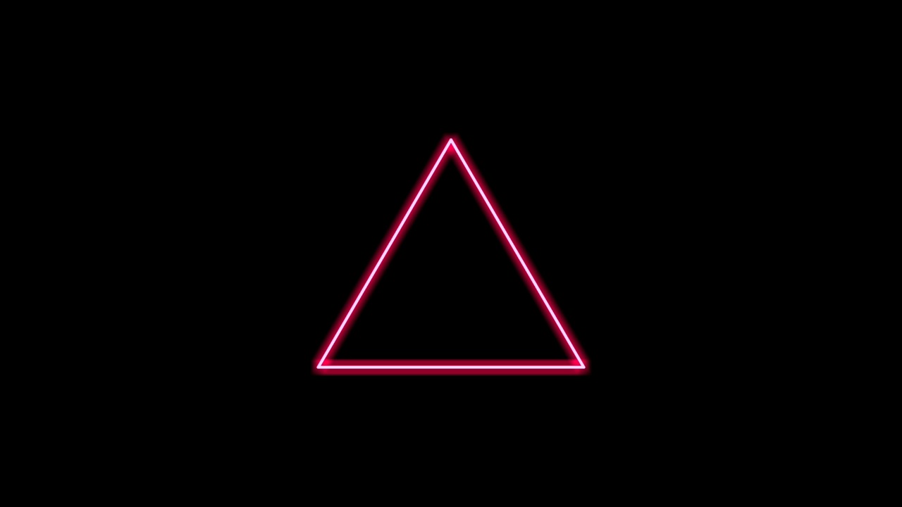 霓虹灯边界三角形形状在黑色背景动画。现代边界空白复制空间4K视频下载