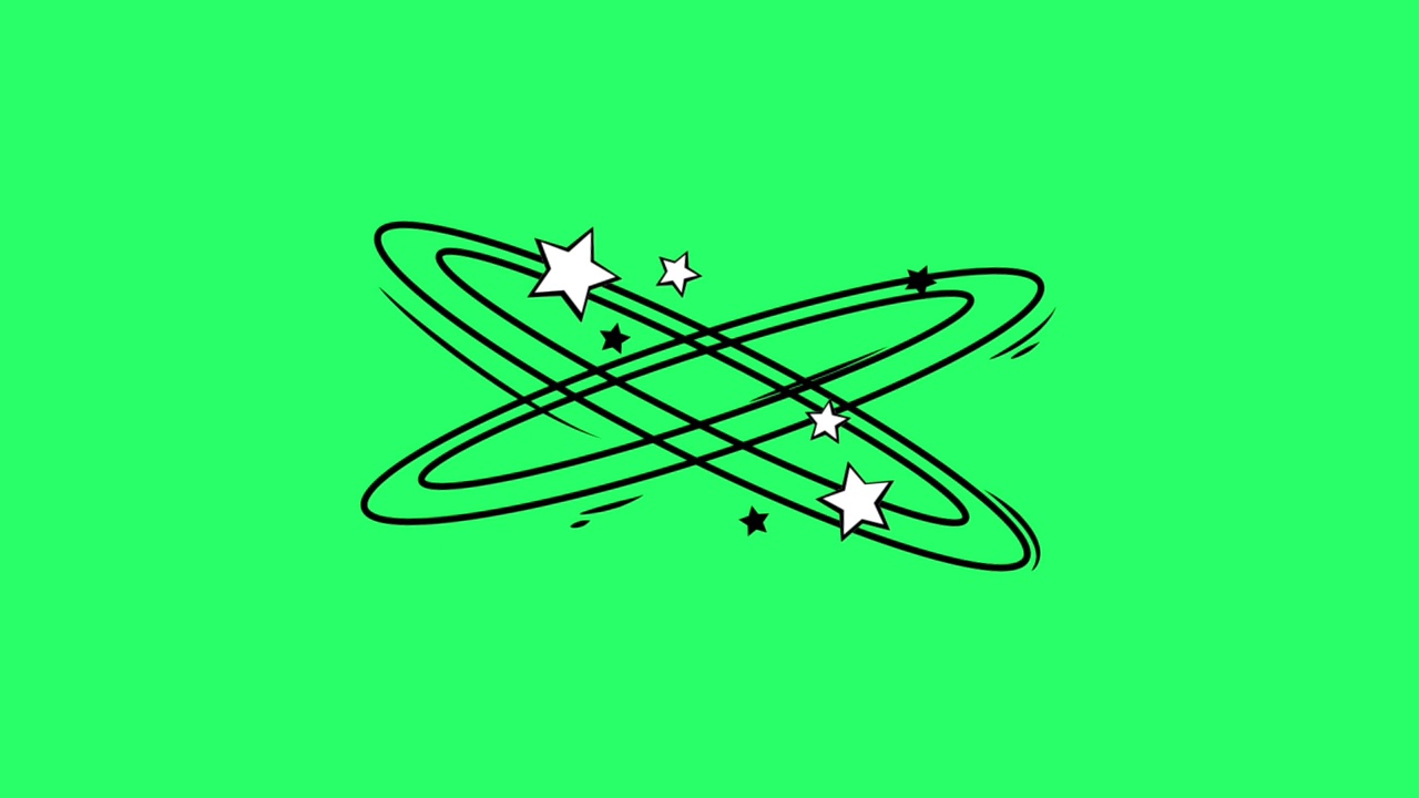 动画白色星星形状的绿色背景。视频下载