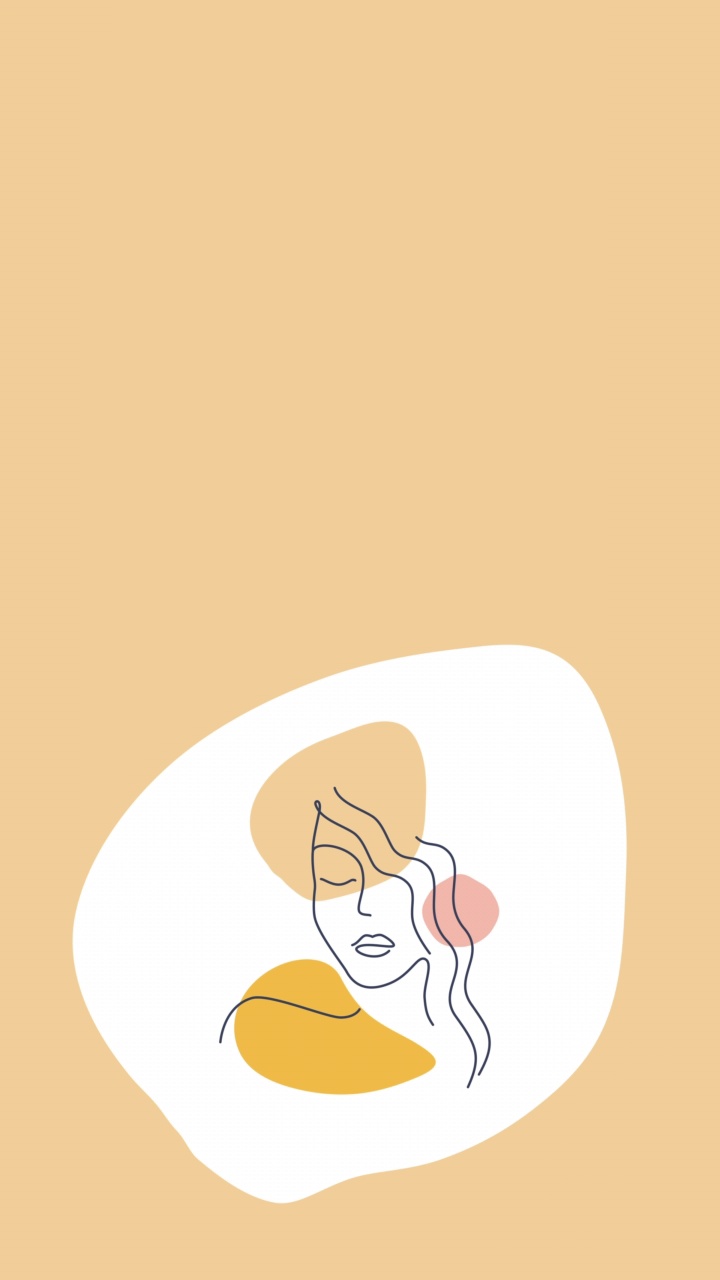 4k视频女性的脸在涂鸦风格在柔和的橙色背景。视频下载