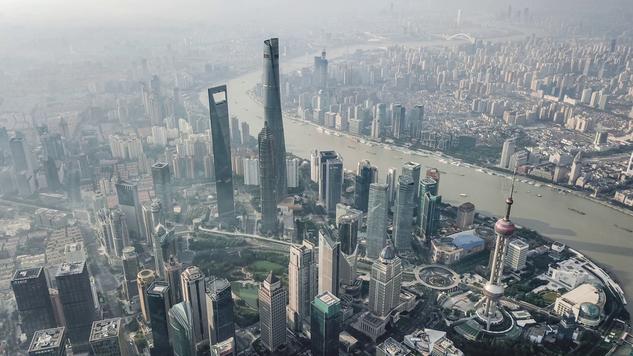 上海天际线鸟瞰图视频下载