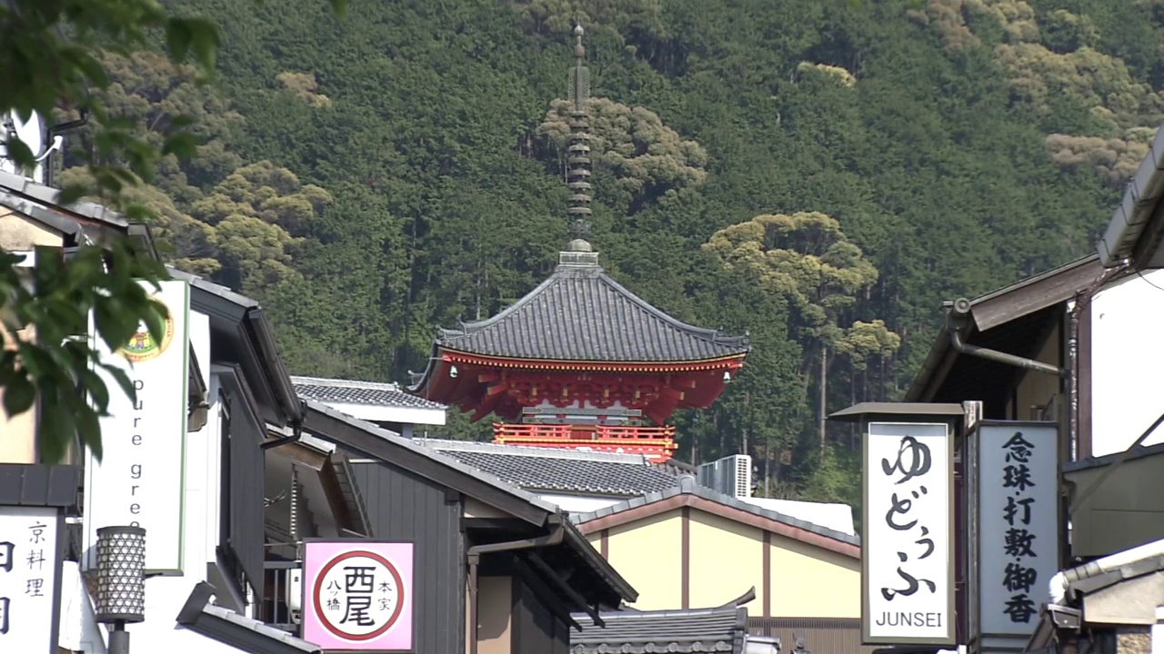宝塔和空圣附近清水寺，京都，日本视频素材