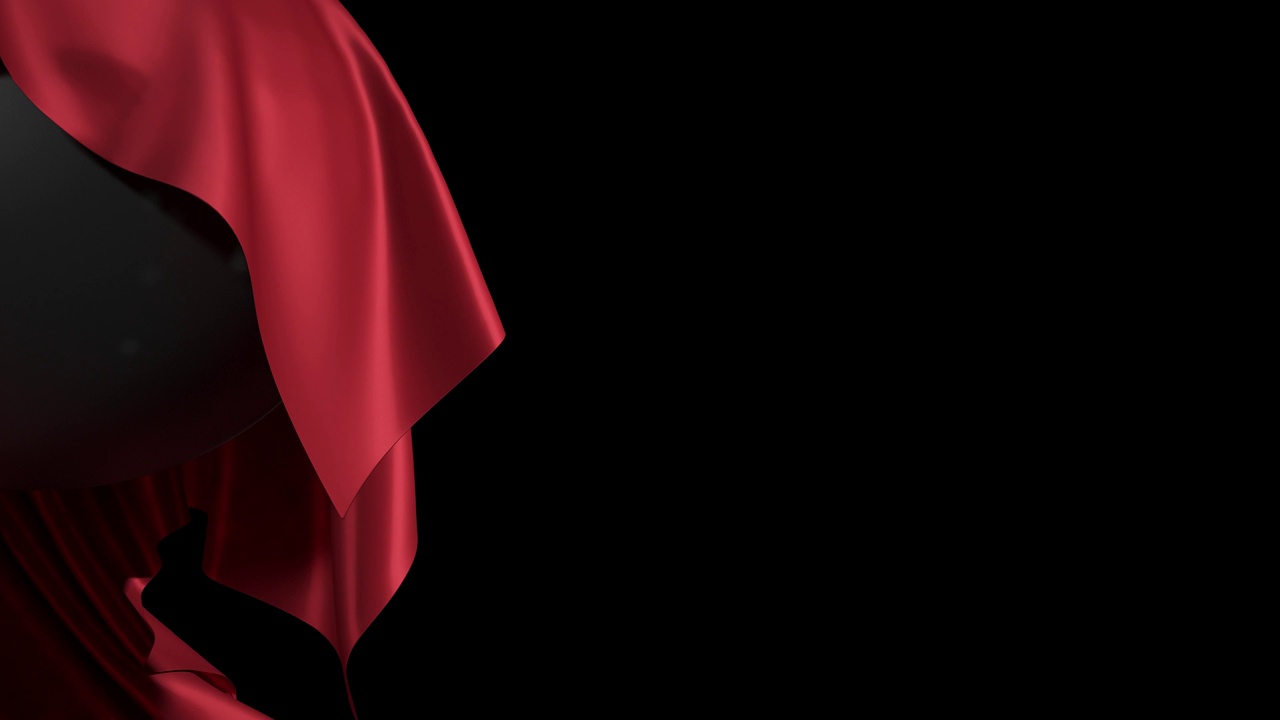 红色丝绸球与黑色背景。无缝循环FullHD视频素材