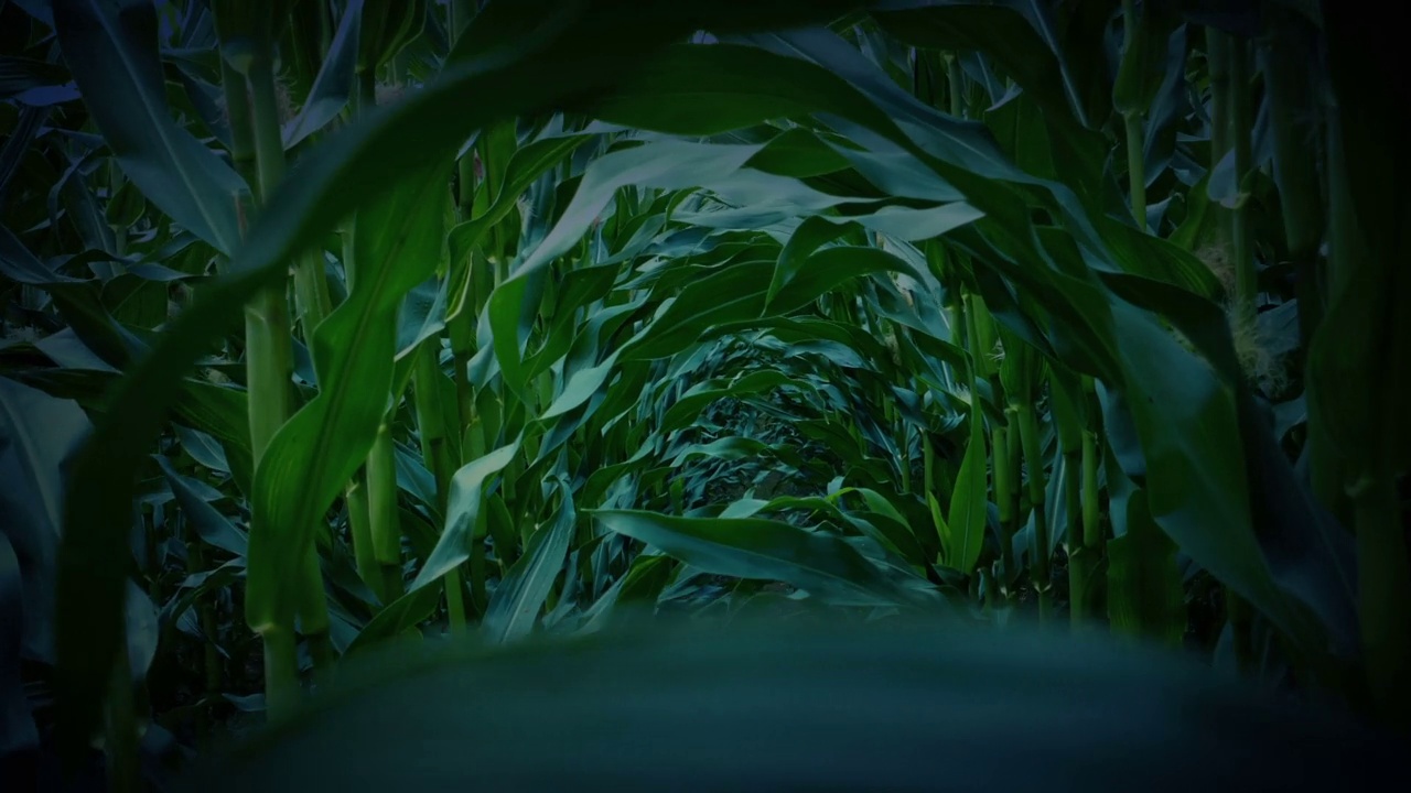 可怕的POV生物穿过玉米田视频素材