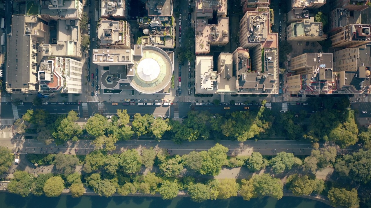 鸟瞰图，中央公园，曼哈顿，纽约市4K视频下载