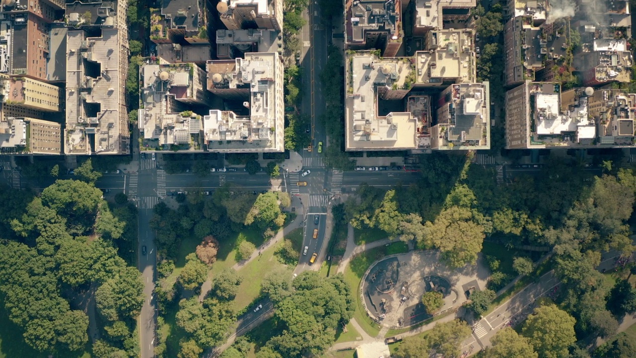 鸟瞰图，中央公园，曼哈顿，纽约市4K视频下载