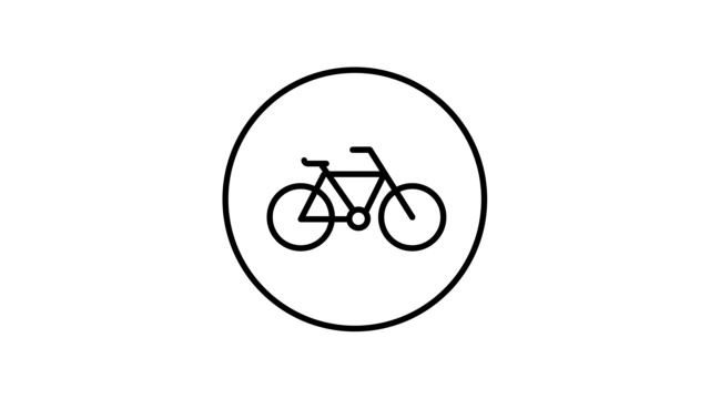 自行车线图标内圈，黑色轮廓，线图标，黑白动画视频素材