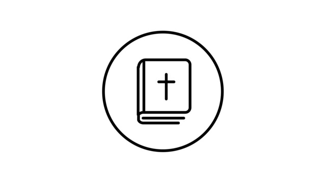 圣经线图标内圆，黑色轮廓，线图标，黑白动画。视频素材