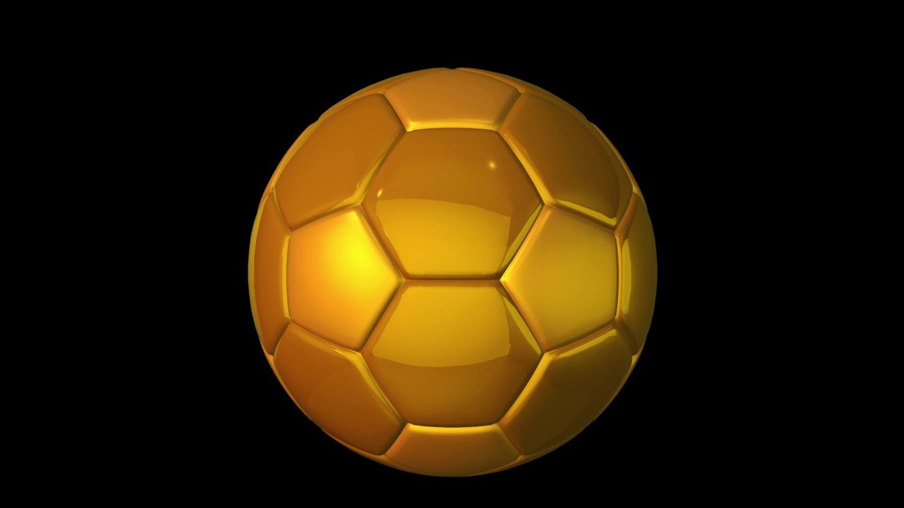 旋转的金色足球在黑色的背景视频下载