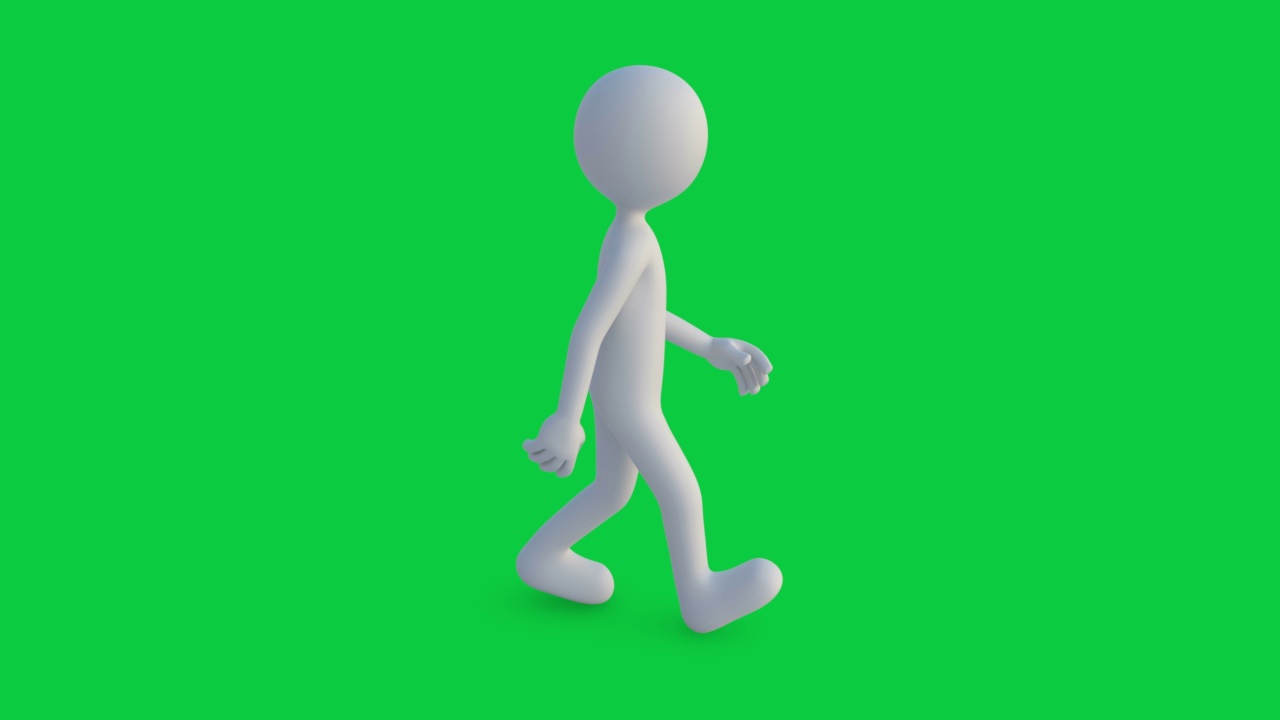 侧视图火柴人循环行走动画在绿色屏幕上视频下载