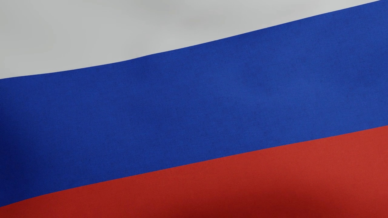 俄罗斯联邦国旗原尺寸和颜色3D渲染，俄罗斯三色旗纺织品，俄罗斯帝国国旗视频素材