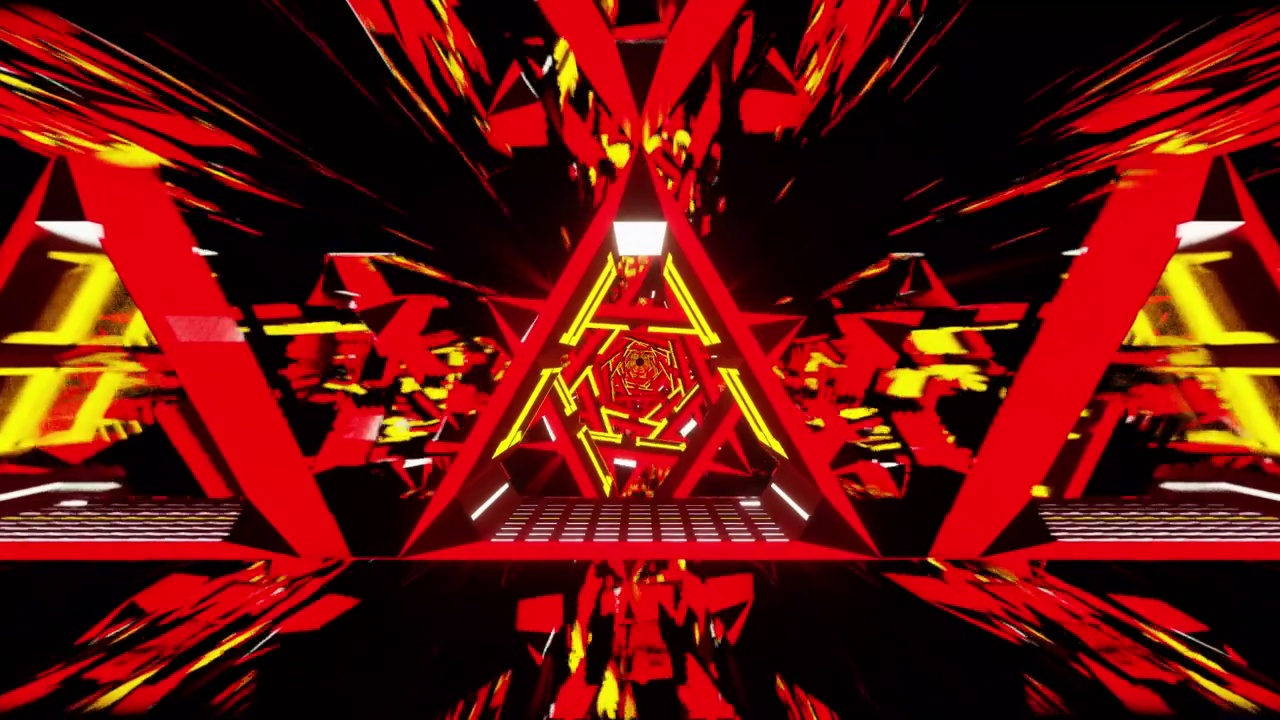 未来明亮的科幻隧道红色背景VJ循环视频素材