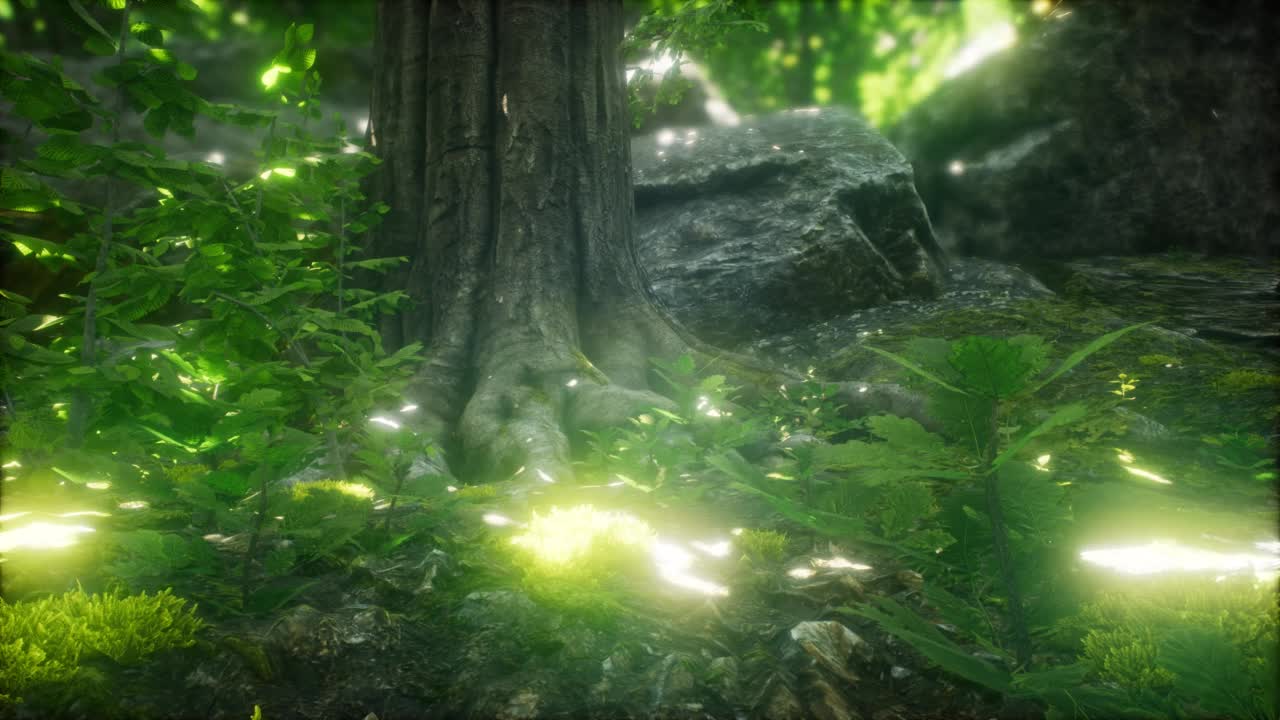绿色森林中的阳光视频素材