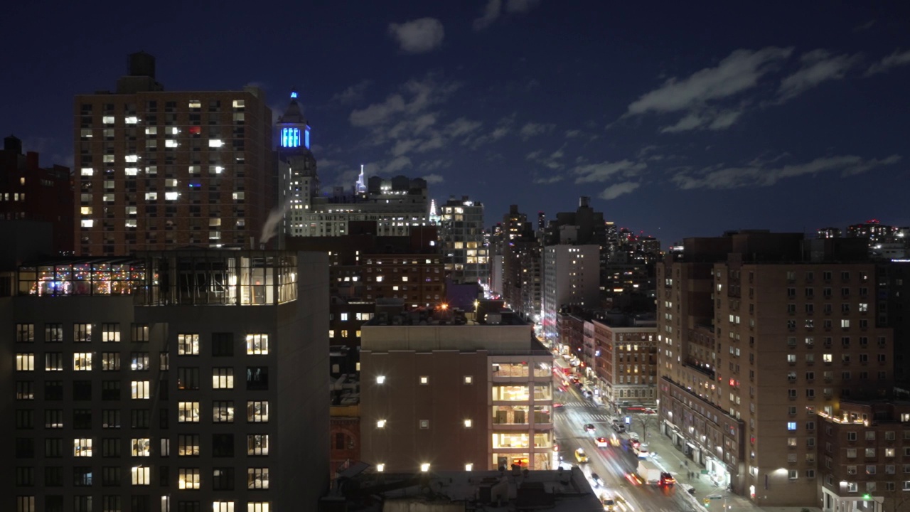 在东村高角度夜间时间推移-纽约视频下载