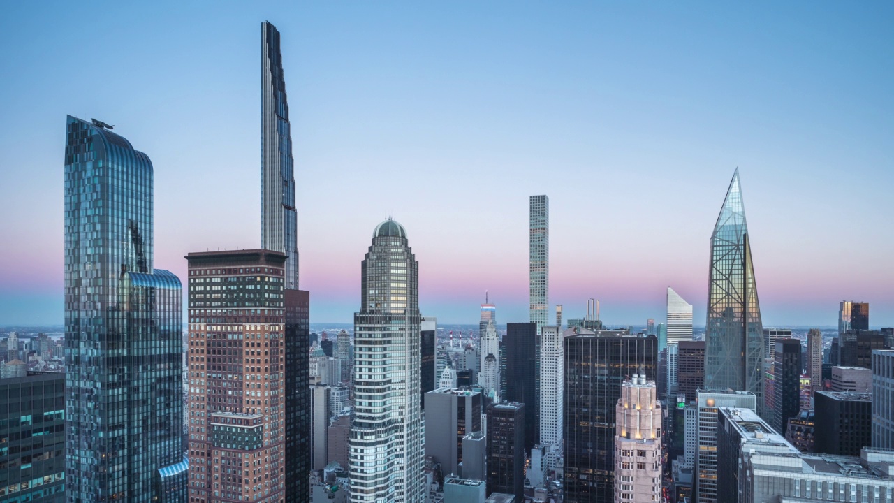 纽约亿万富翁街的日落延时摄影视频下载