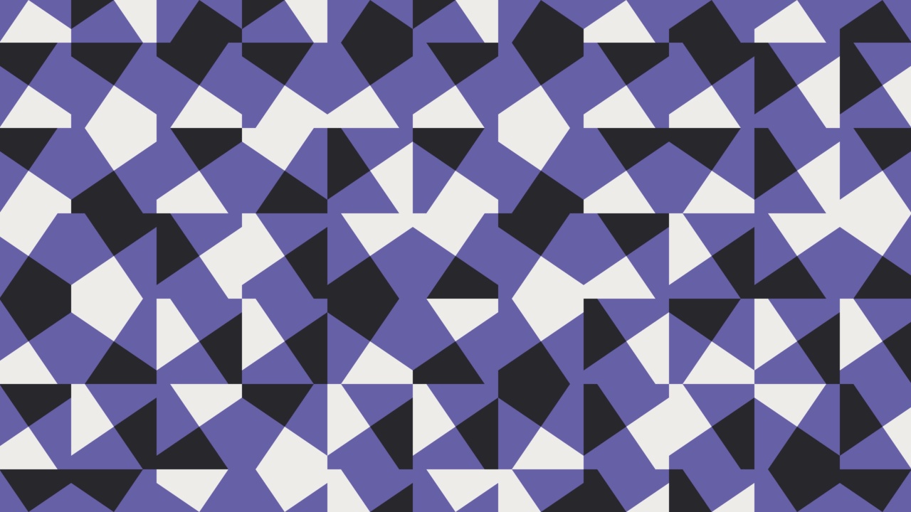 几何瓷砖抽象无缝循环动画模式。抽象的几何马赛克与非常接近的紫罗兰元素。无尽的运动图形背景平面设计视频素材
