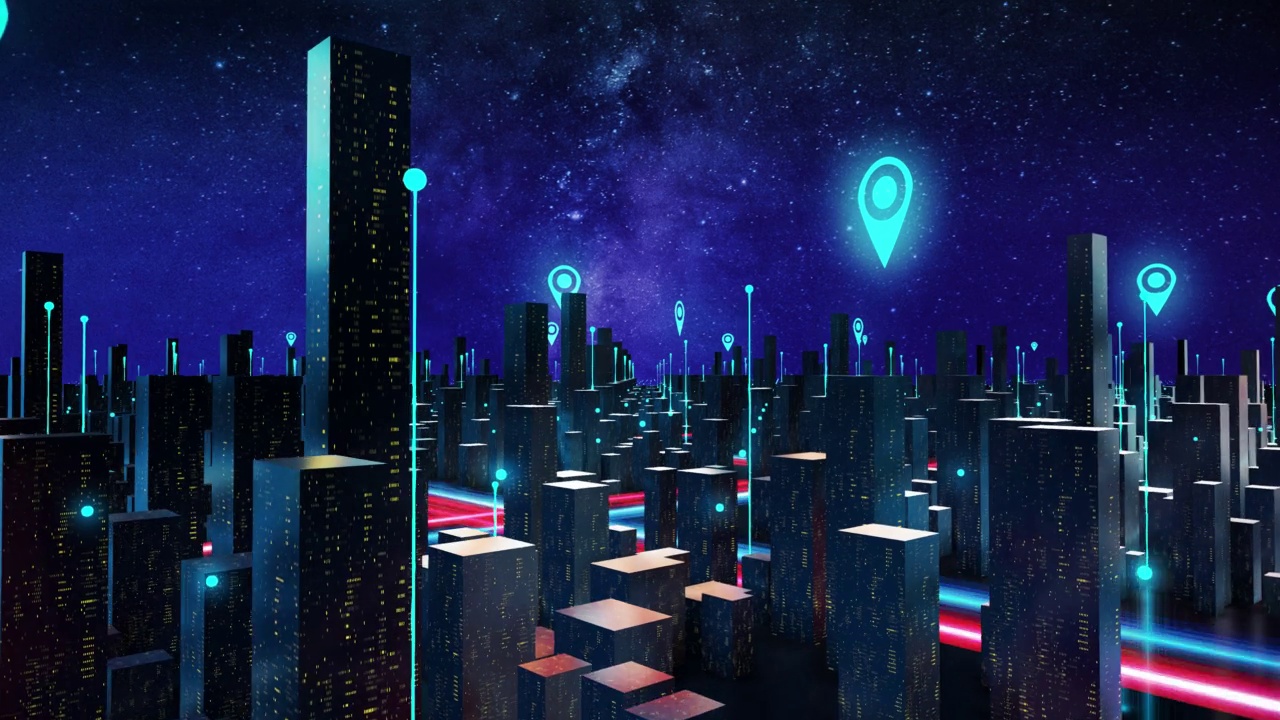 智能数字城市与全球化连接网络的抽象图形视频下载