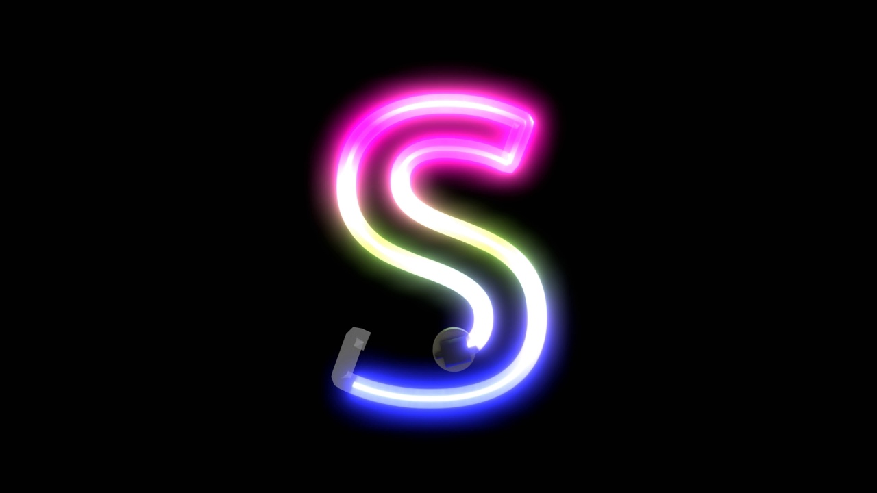 霓虹灯点亮字母S的动画视频下载