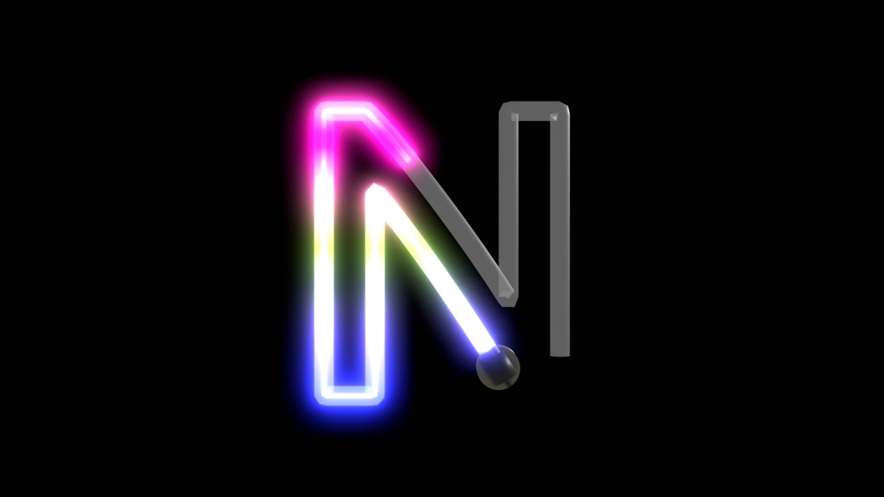 霓虹灯打开字母N的动画视频下载