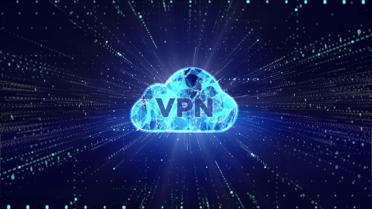 4K云计算概念。VPN网络安全互联网隐私加密概念。视频下载