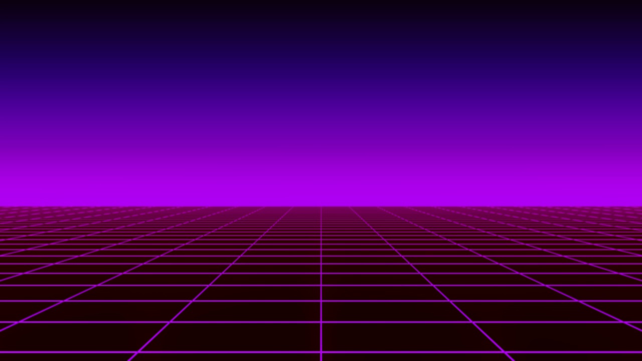 3 d Synthwave背景。逆波霓虹灯网格景观在汽车的速度。80年代，90年代，赛博朋克和PC游戏美学概念。视频素材