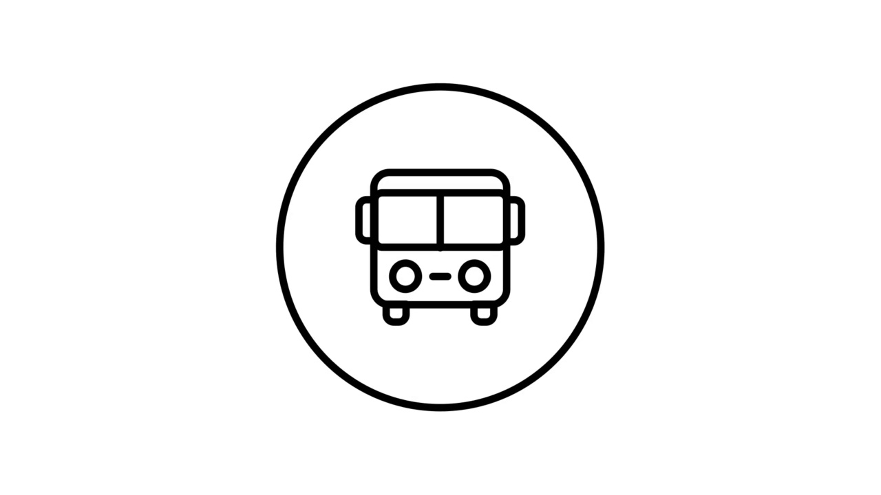 内圈公交线路图标，公共交通，黑色轮廓，线条图标，轮廓动画视频素材