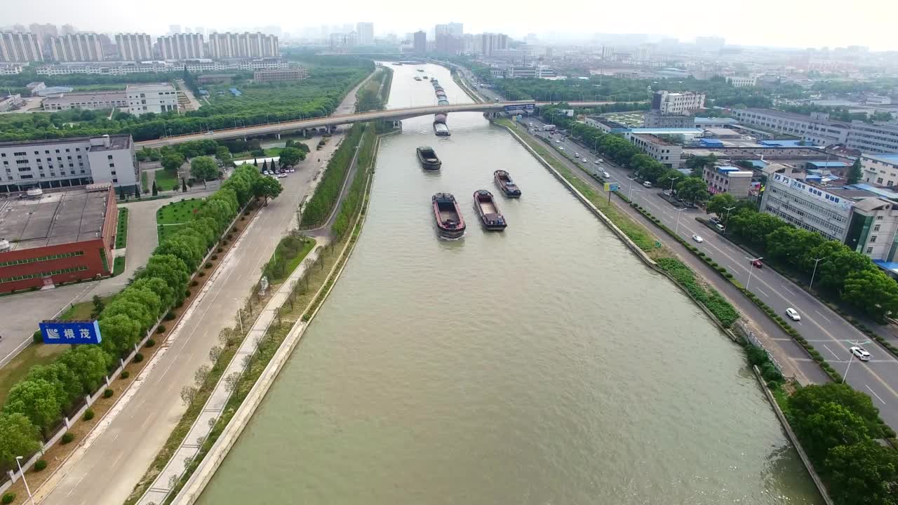 在大运河上飞行，苏州，中国视频下载
