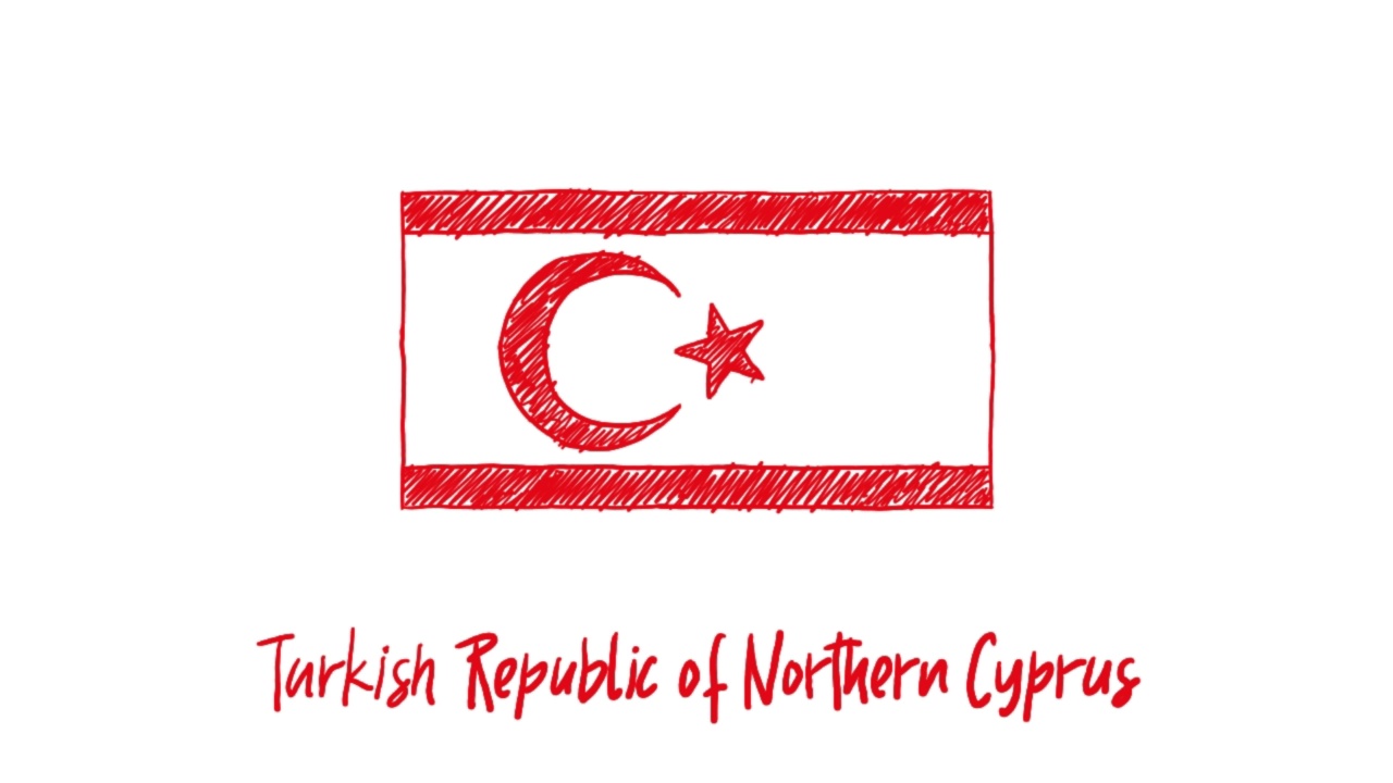 北塞浦路斯土耳其共和国国旗标记或铅笔颜色素描动画视频素材