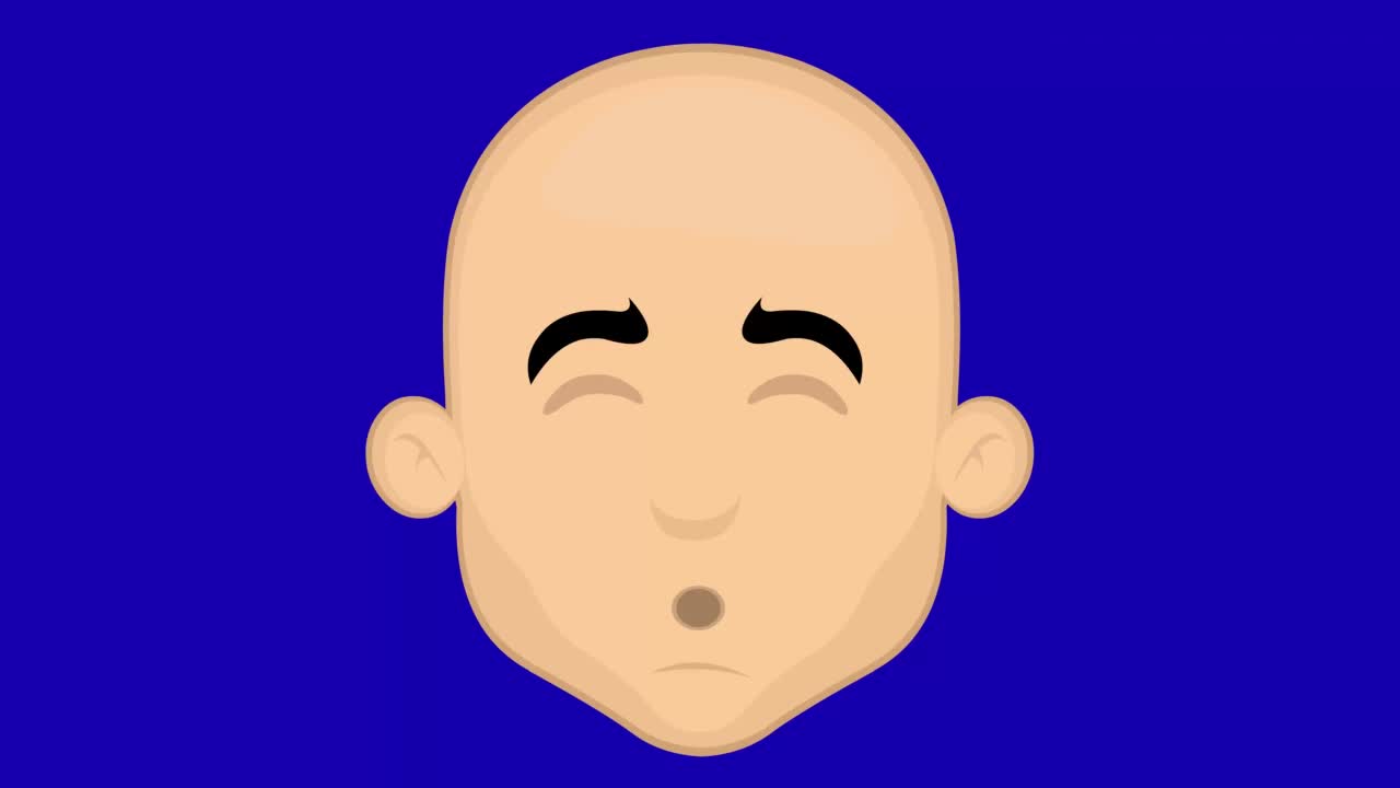 一个卡通秃头男人睡觉的脸部循环动画视频下载