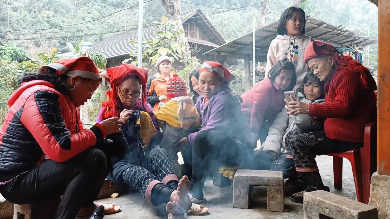 越南萨帕的红刀部落生活视频素材