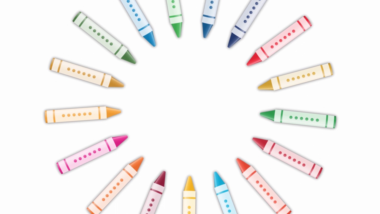 sdg彩色蜡笔围成一个圆圈，旋转和收缩的动画视频下载