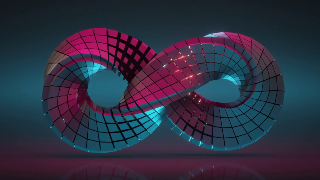 旋转扭曲无限符号无缝循环3D渲染动画视频下载