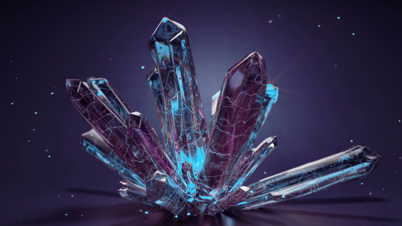紫色结晶石正在生长3D渲染动画视频下载