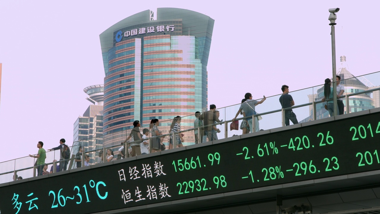 中国上海金融数字电子道琼斯指数行情看板，4K视频下载
