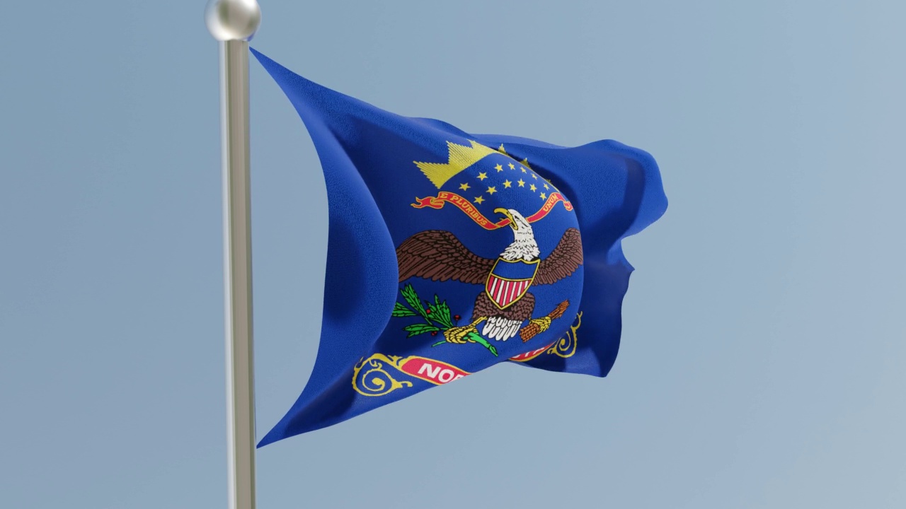 北达科他州的国旗在风中飘扬。视频下载