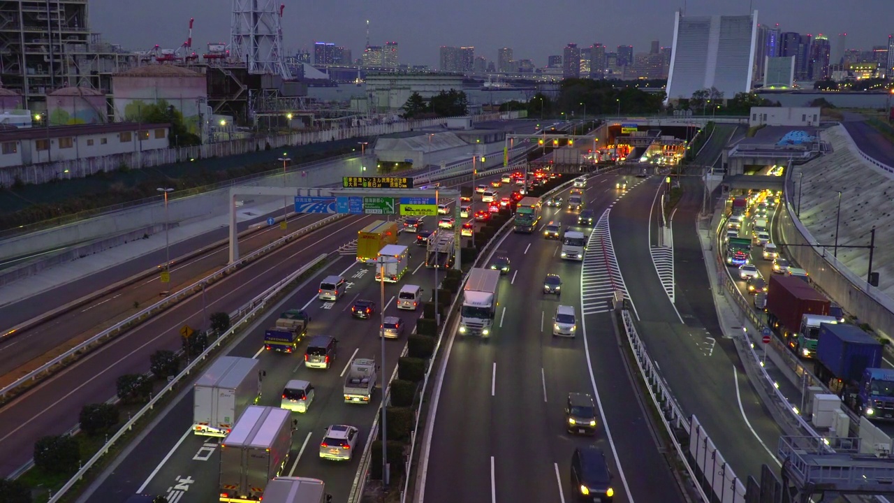 东京的高速公路。时间流逝视频素材
