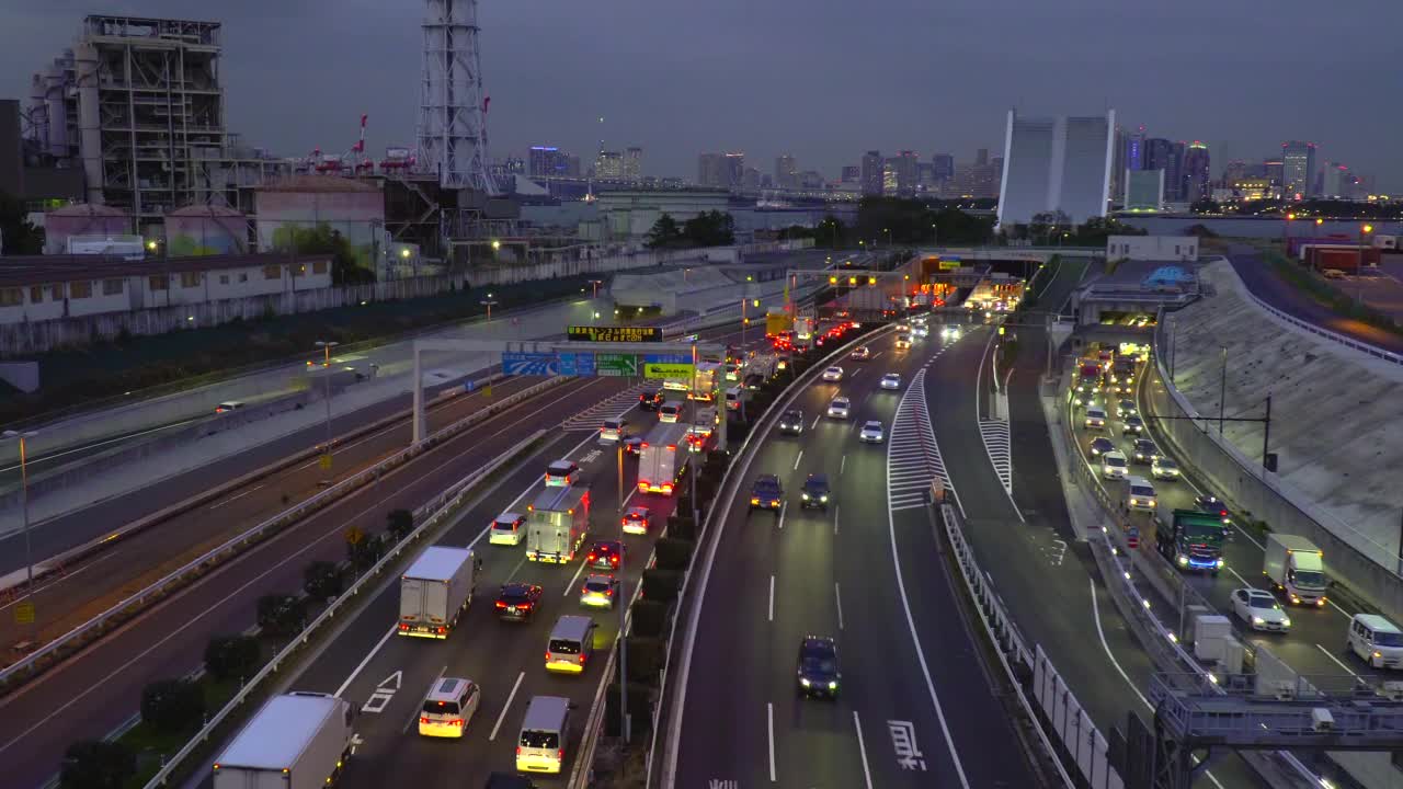 东京的高速公路。时间流逝视频素材