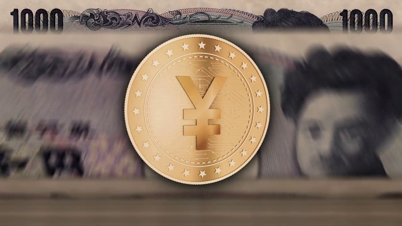 日元硬币比美元纸币循环使用视频素材
