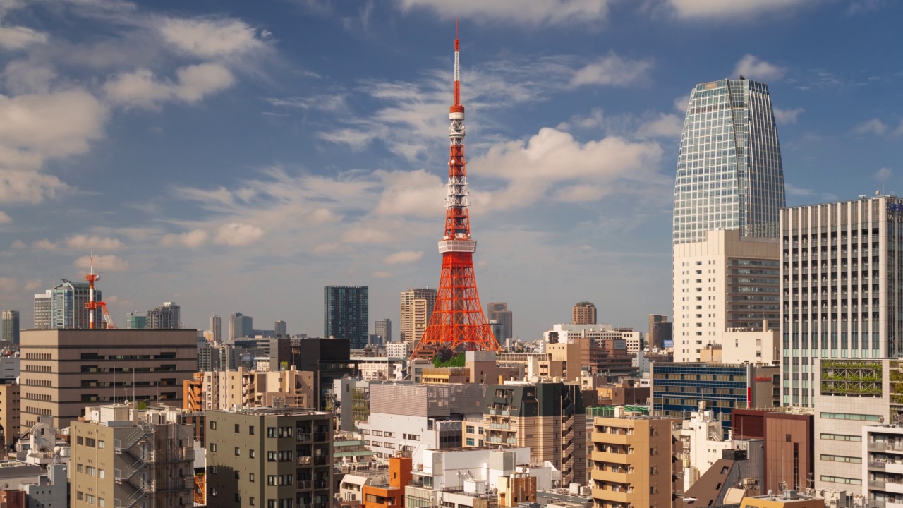 日本东京的城市景观和塔从Toranomon视频素材