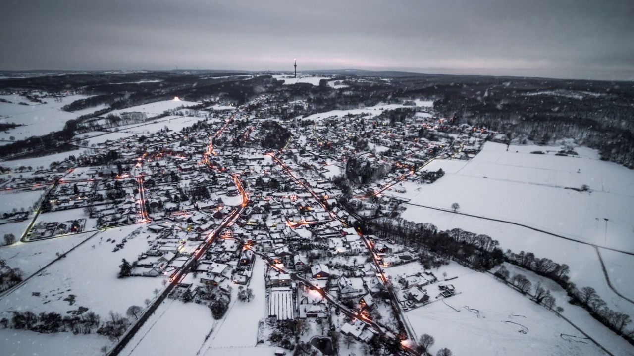 冬天的德国村庄-航拍视频素材