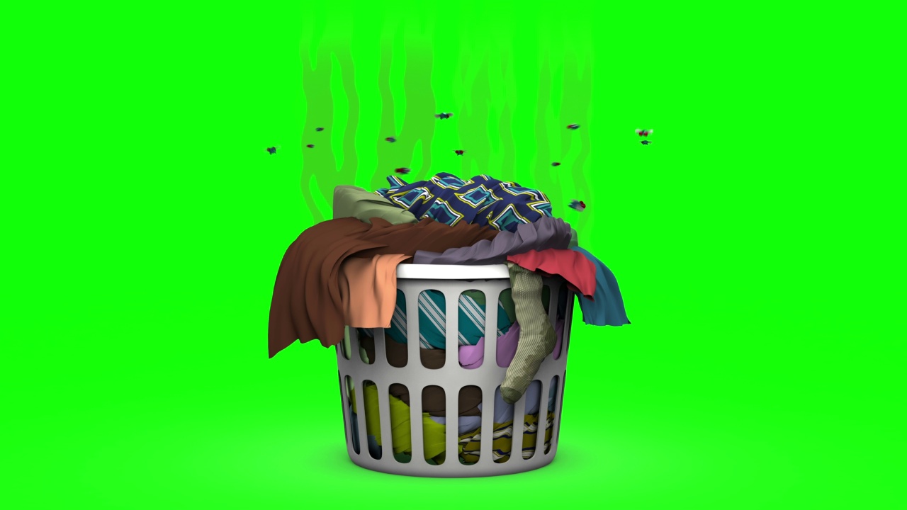 《篮子里的脏衣服》，3D动画。绿屏,loopable。视频下载