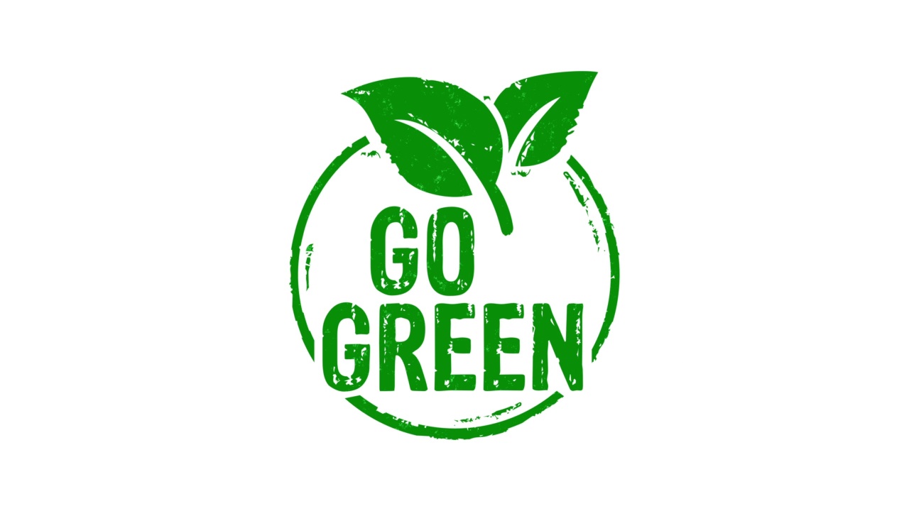走绿色环保标志图章和图章孤立的动画视频下载
