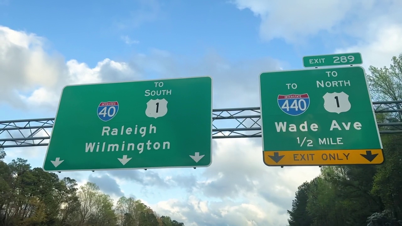 罗利/威尔明顿，北卡罗来纳州公路标志视频下载