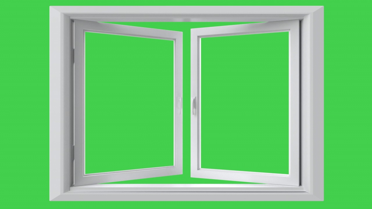 绿色屏上的白色upvc窗型材框架视频下载