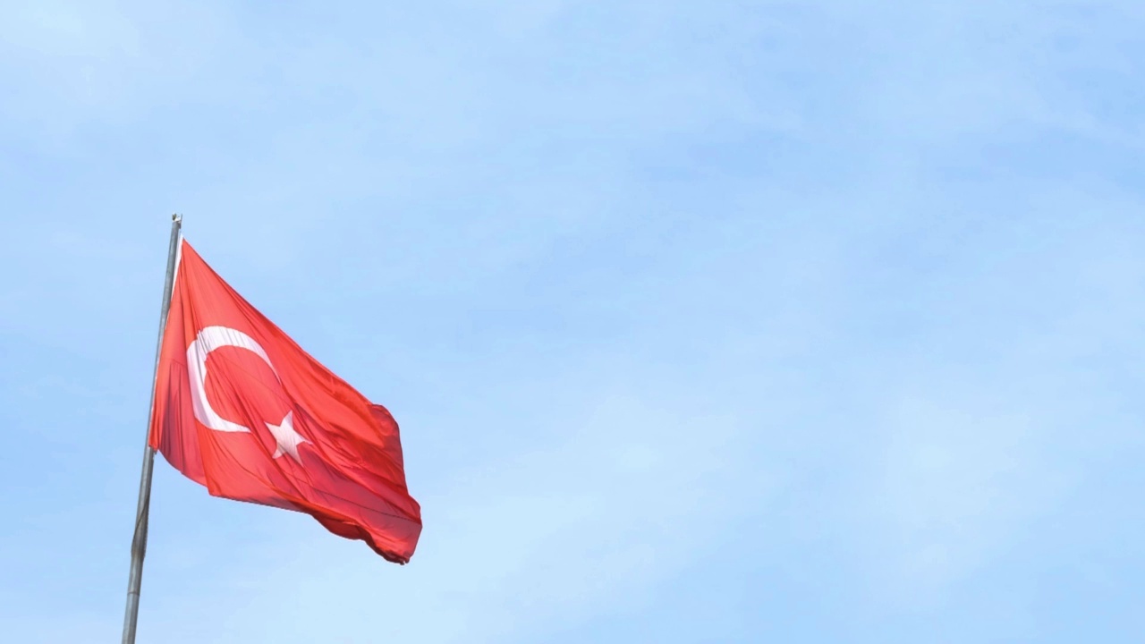以蓝天为背景的土耳其国旗视频素材