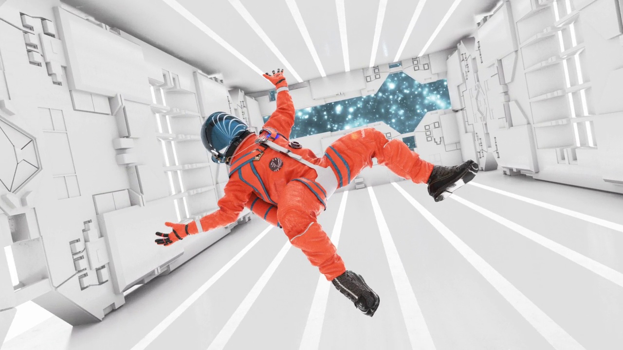 宇航员漂浮在太空舱里视频下载