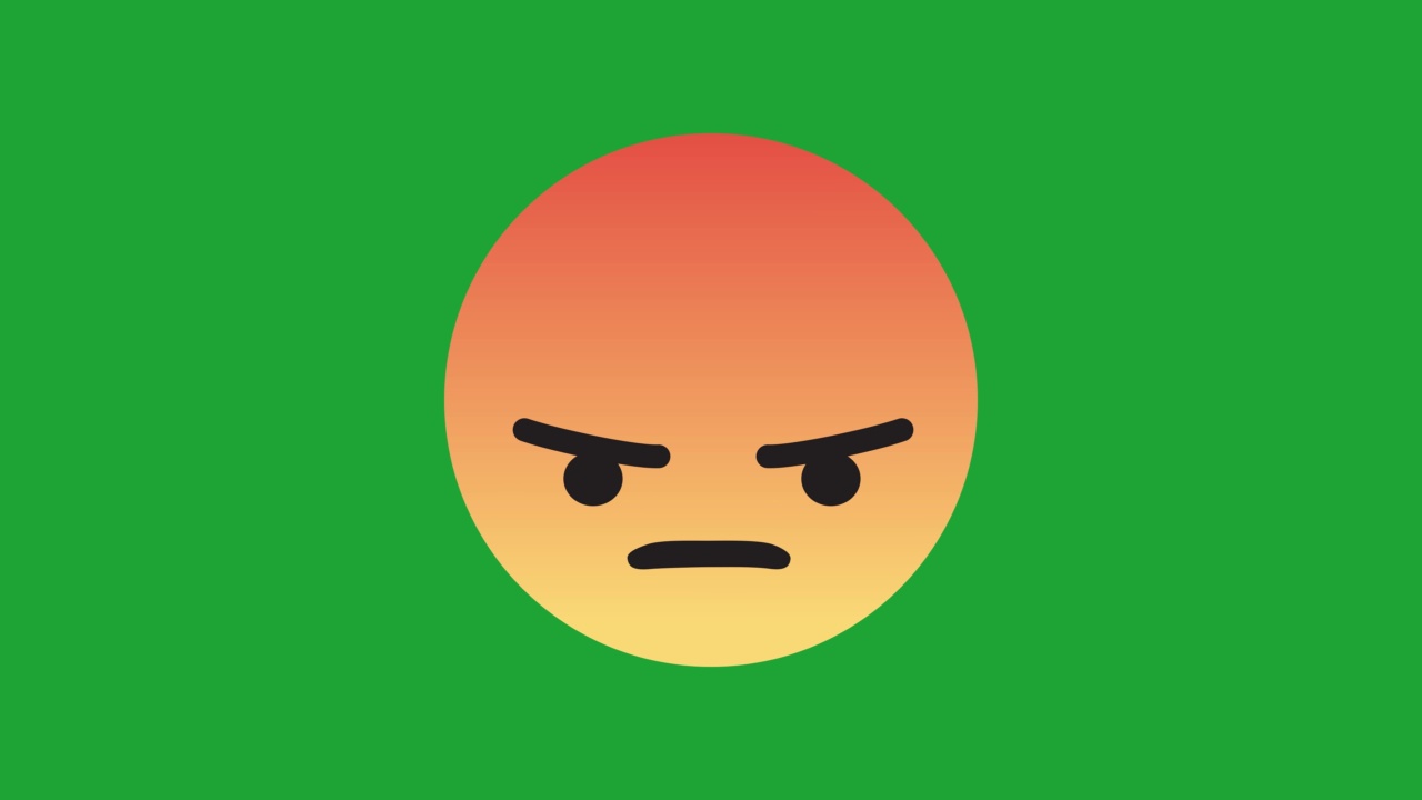 社交媒体愤怒的脸图标动画视频。在绿色屏幕上。视频下载
