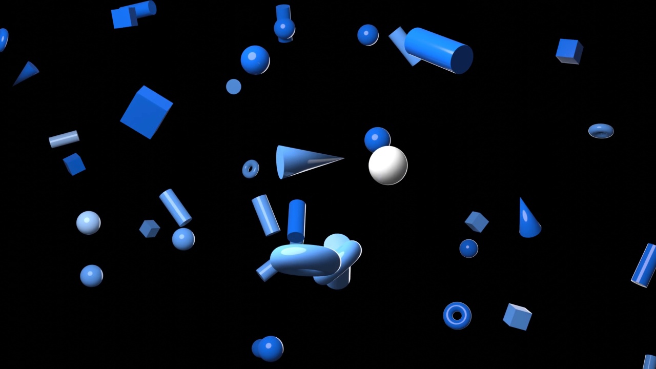 黑色背景上的蓝色几何物体。视频素材