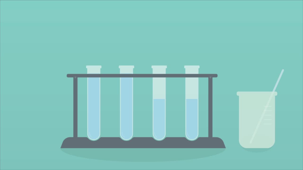 不同的动画化学反应在实验室小瓶视频下载